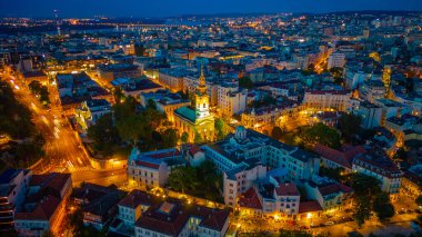 Sırbistan 'ın eski Belgrad kentinin günbatımı manzarası