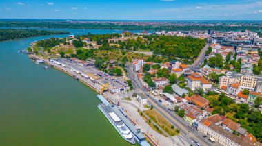 Sırbistan 'ın başkenti Belgrad' daki Kalemegdan kalesinin Panorama manzarası