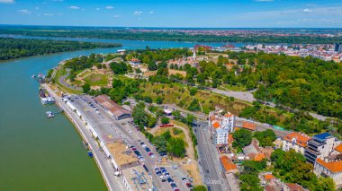 Sırbistan 'ın başkenti Belgrad' daki Kalemegdan kalesinin Panorama manzarası