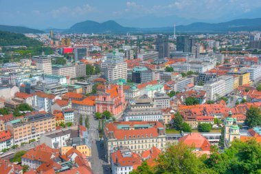 Slovenya 'nın başkenti Ljubljana' nın havadan görünüşü