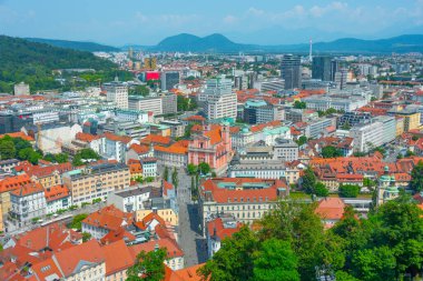 Aerial view of the city center of Slovenian capital Ljubljana clipart