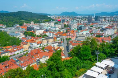 Slovenya 'nın başkenti Ljubljana' nın havadan görünüşü