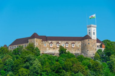 Slovenya 'da güneşli bir günde Ljubljana kalesi