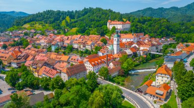 Cityscape of Skofja Loka town in Slovenia clipart