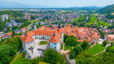 Skofja Loka castle overlooking Slovenian town with the same name clipart