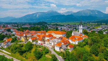 Slovenya 'nın Radovljica kentinin hava manzarası
