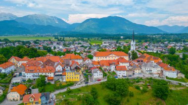 Slovenya 'nın Radovljica kentinin hava manzarası