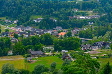 Slovenya 'nın Radovljica kentinin hava manzarası