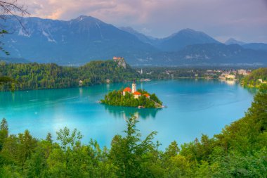 Slovenya lake Bled havadan görünümü