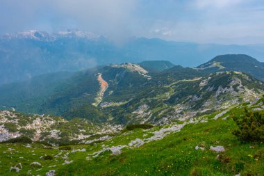 Triglav ulusal parkı Slovenya 'nın Vogel Dağı' ndan izlendi