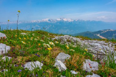 Triglav ulusal parkı Slovenya 'nın Vogel Dağı' ndan izlendi