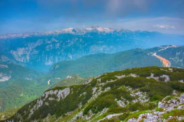 Triglav ulusal parkı Slovenya 'nın Vogel Dağı' ndan izlendi