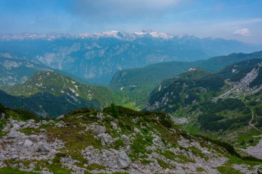 Triglav ulusal parkı Slovenya 'nın Vogel Dağı' ndan izlendi