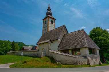 Church at Ribcev Laz near lake Bohinj in Slovenia clipart