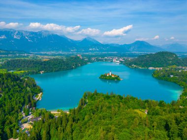 Slovenya lake Bled havadan görünümü