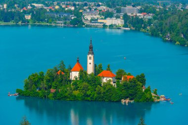 Slovenya lake Bled havadan görünümü