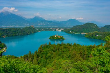 Slovenya lake Bled havadan görünümü