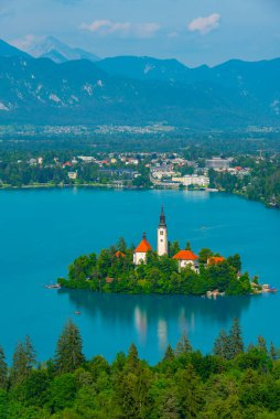 Slovenya lake Bled havadan görünümü