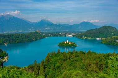 Slovenya lake Bled havadan görünümü