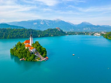 Slovenya lake Bled havadan görünümü