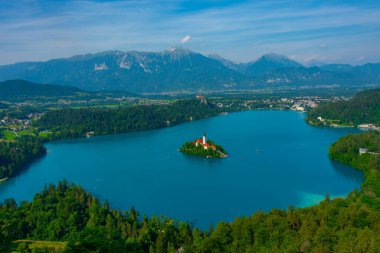 Slovenya lake Bled havadan görünümü