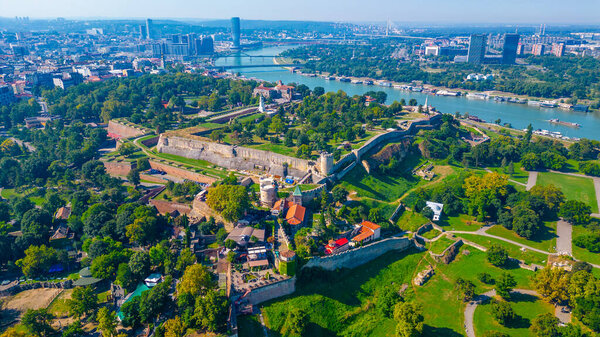 Panorama view of Kalemegdan fortress in Serbian capital Belgrade