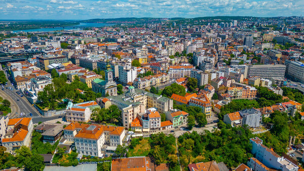 Aerial view of the old town of Belgrade, Serbia