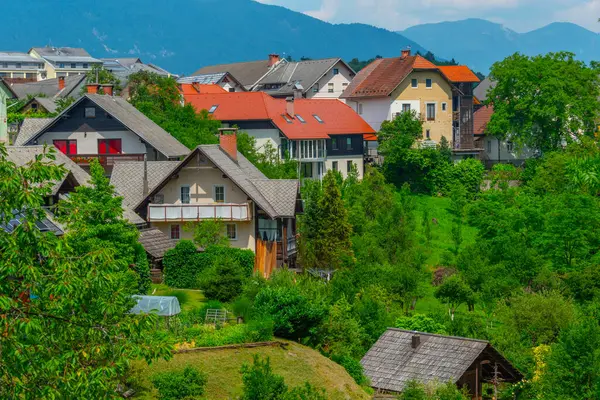 Slovenya 'nın Radovljica kentinin hava manzarası