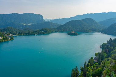 Slovenya lake Bled havadan görünümü