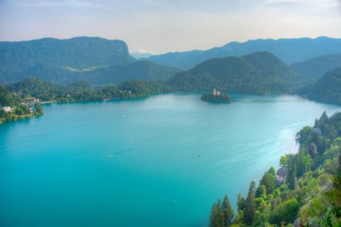 Slovenya lake Bled havadan görünümü