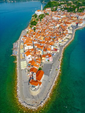 Aerial panorama view of Slovenian town Piran clipart