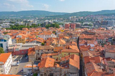 Slovenya 'nın Koper kentinin tarihi merkezinin çatıları