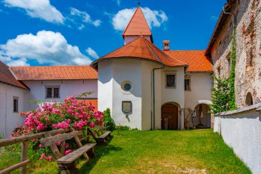 Slovenya 'daki Turjak şatosunun avlusu