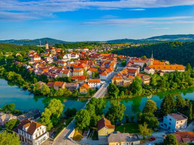 Slovenya 'daki Novo Mesto' nun hava görüntüsü