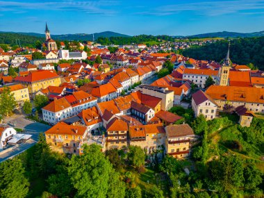 Slovenya 'daki Novo Mesto' nun hava görüntüsü