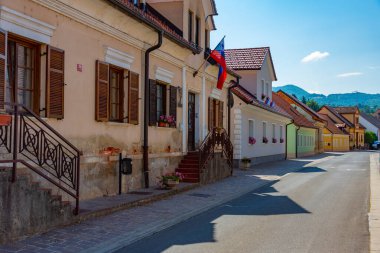 Slovenya 'daki Kostanjevica na Krki' de güneşli bir gün