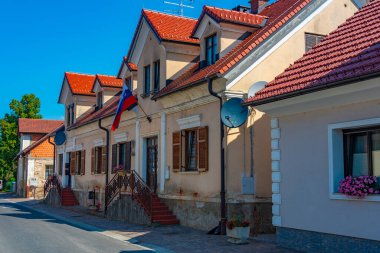 Slovenya 'daki Kostanjevica na Krki' de güneşli bir gün