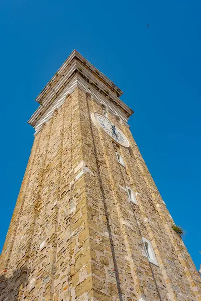 stock image Belltower of the Cathedral of San Giorgio in Slovenian town Piran