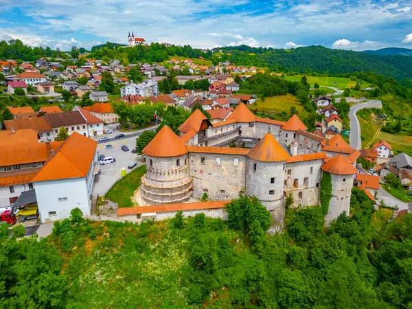 stock image Panorama view of Zuzemberk castle in Slovenia