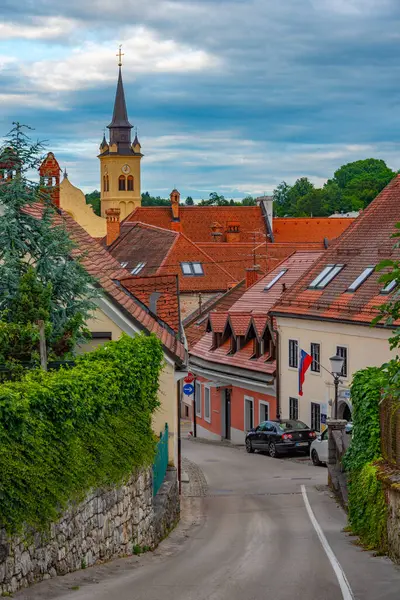 スロベニアの町ノヴォ メストの中心にある狭い通り — ストック写真