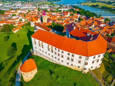Ptuj castle overlooking town of the same name in Slovenia clipart