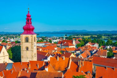 Slovenya 'nın Ptuj kentinin hava manzarası