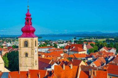 Slovenya 'nın Ptuj kentinin hava manzarası