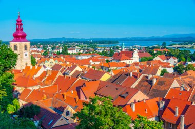 Slovenya 'nın Ptuj kentinin hava manzarası