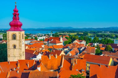 Slovenya 'nın Ptuj kentinin hava manzarası