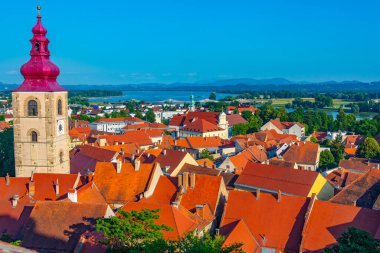 Slovenya 'nın Ptuj kentinin hava manzarası