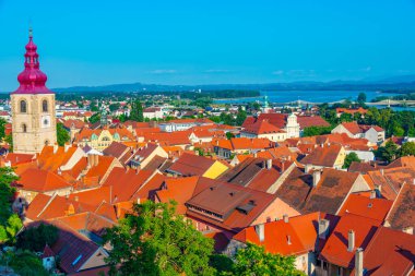 Slovenya 'nın Ptuj kentinin hava manzarası