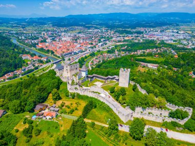 Aerial view of Celje castle and surrounding neighborhood, Slovenia clipart