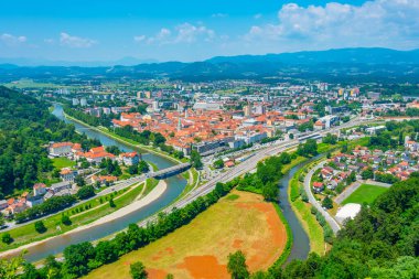 Aerial view of Slovenian town Celje clipart