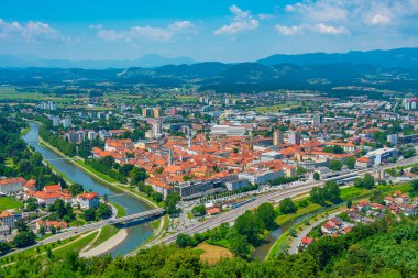 Slovenya 'nın Celje kentinin hava manzarası